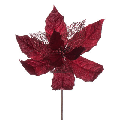 Tissu avec tige de poinsettia