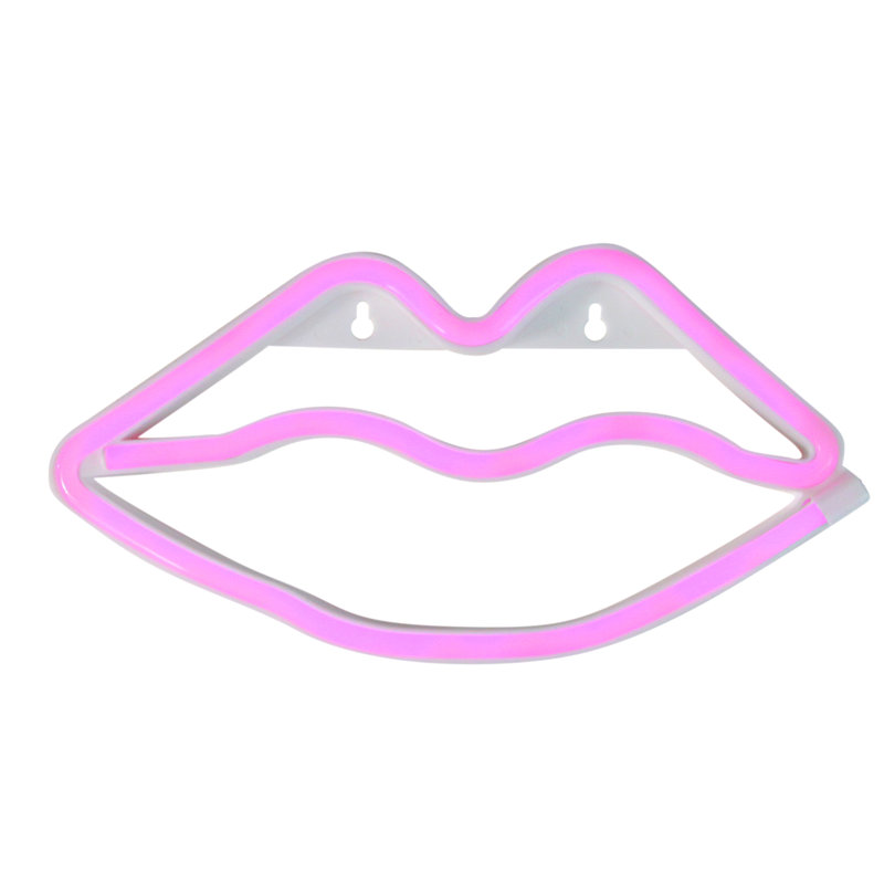 10.5" Pink Lips LED Neon Style Valentine's Day Wall Sign