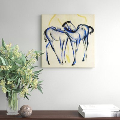 Two Blue Horses by Franz Marc - Wrapped Canvas