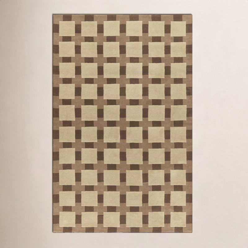 Tapis géométrique touffeté à la main Bauhaus, Beige, Rectangle 2 pi x 3 pi