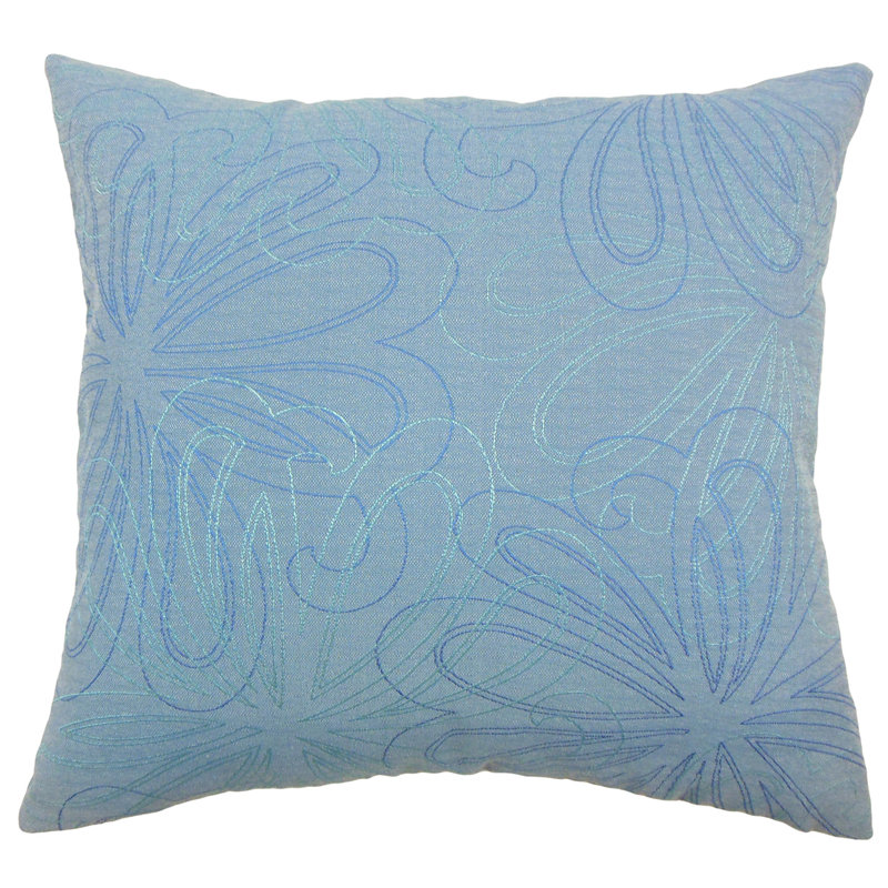 Coussin décoratif floral pomona, Bleu, H 20 po x l 20 po