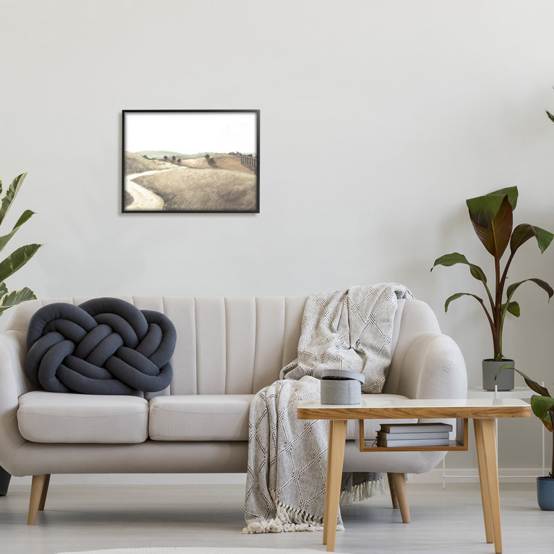 Art champêtre sur fond blanc, H 20 po x l 16 po, Giclée encadrée noir minuit