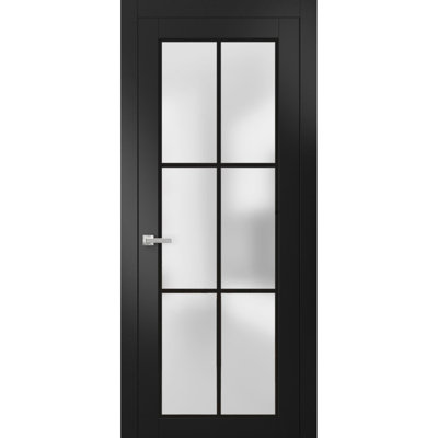 Porte française solide | Verre givré Planum 2122 | Poignée simple à panneau régulier | Portes de salle de bain robustes