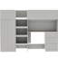 Lit mezzanine double gris avec bureau, rangement et garde-robe