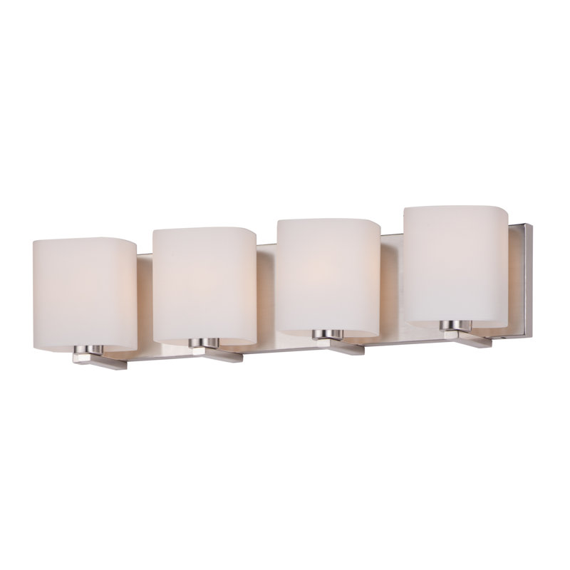 Barre d'éclairage de salle de bain à 4 lumières Aubepine, Nickel satiné