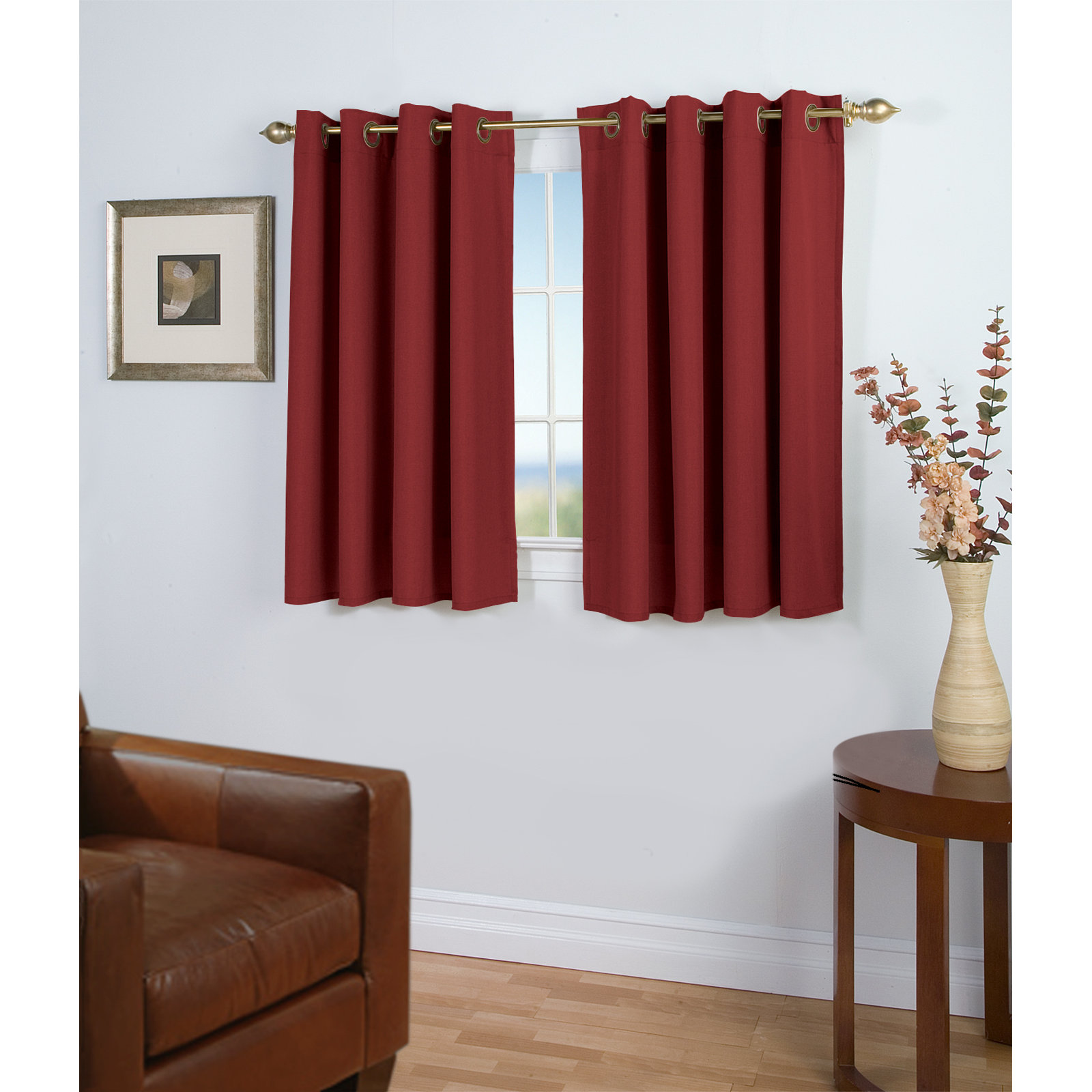 Room Darkening Synthetic Curtain, Pomegranate, 56" W x 45" L