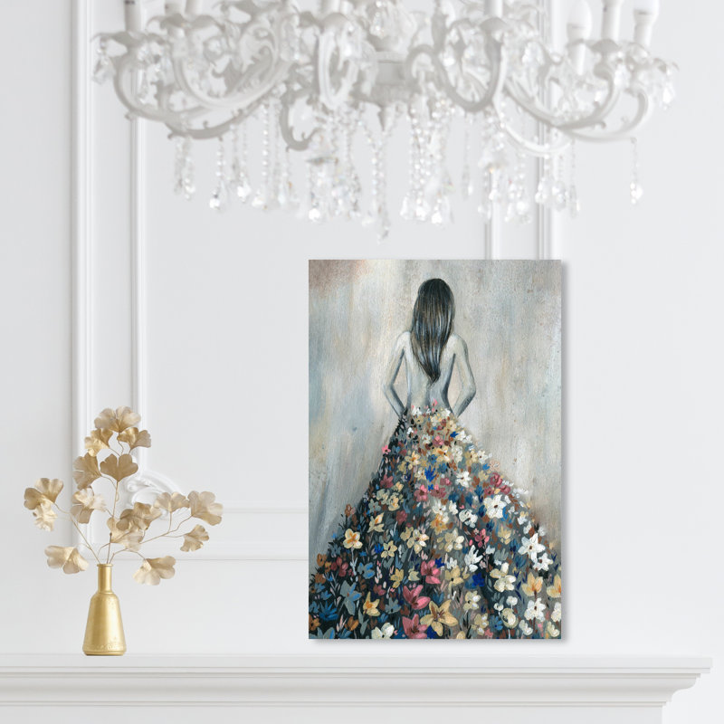 " Girl With Flower Thoughts ", 15" H x 10" W, Wrapped Canvas, No Frame