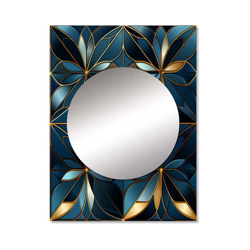 Blue Quantum Mosaic Vision Geometric - Modern & Contemporary Mirror Wall Decor MTMIR127160, 40" x 30"