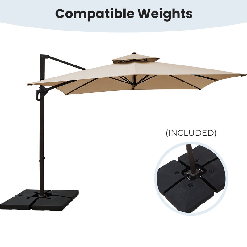 Pulk 120'' x 120'' Square Cantilever Umbrella, Beige