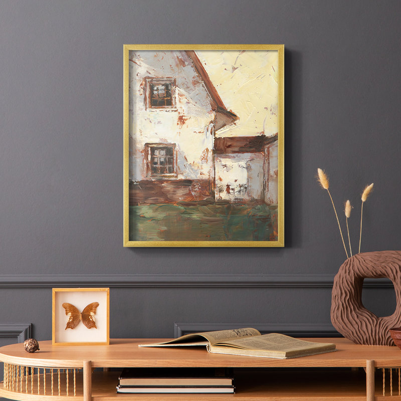 Sunlit Barn I, reproduction encadrée - bois massif, Or, H 10 po x l 8 po
