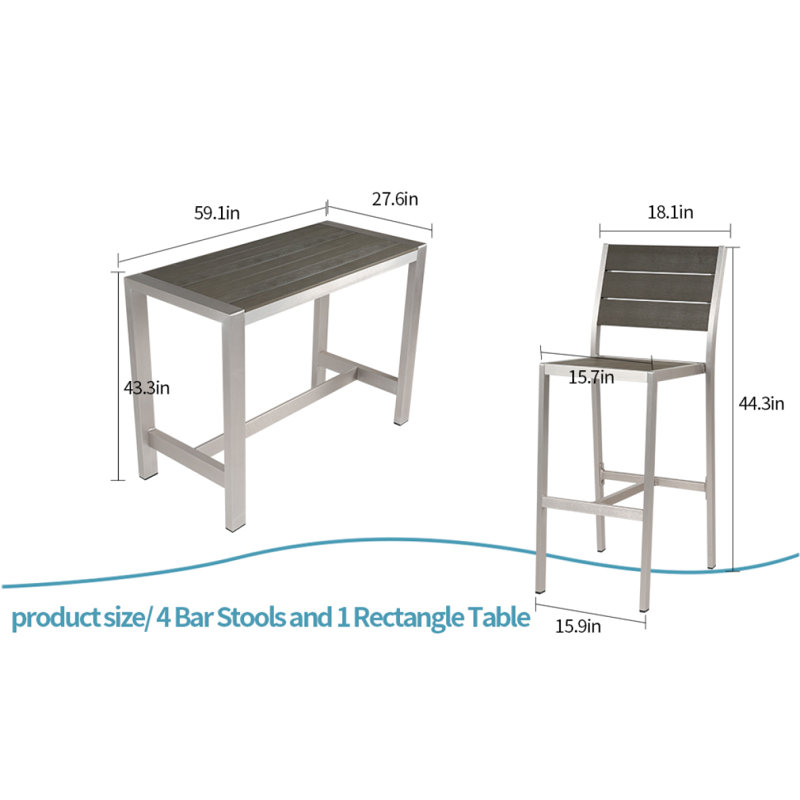Ensemble de bar d'extérieur tout en aluminium Gluewood