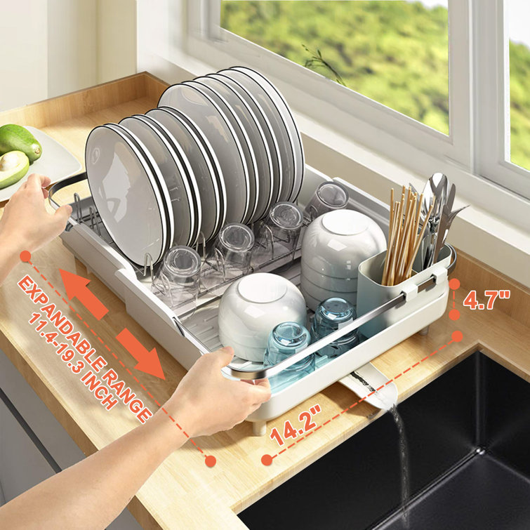 TYigao Dish Racks for Kitchen Counter, Dish Drainer with Removable Utensil  Holder,Durable Stainless Steel Dish Drying Rack Set with Drainboardand