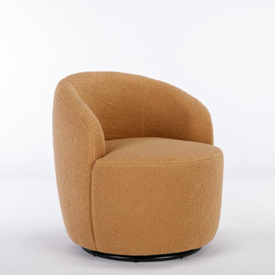 Fabric Swivel Accent Armchair Barrel Chair With Powder Coating Metal Ring