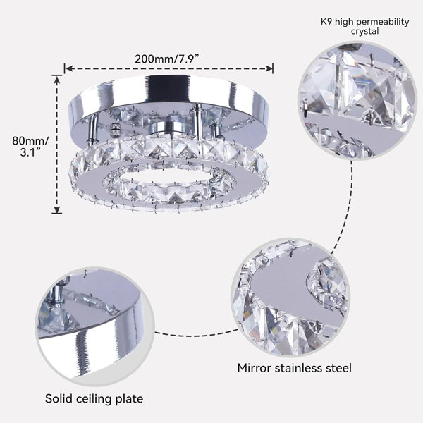 Mercer41 Modern Mini Led Crystal Chandelier Semi Flush Mount Crystal ...