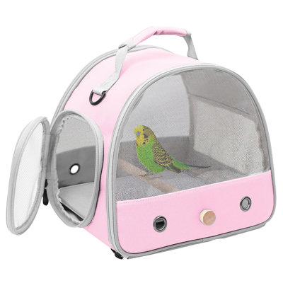 Portable Vented Mesh Windows Small Bird Travel Carrier Cage, 1-lb bag, Pink