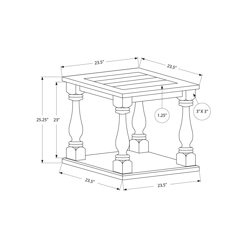 Table d'appoint carrée 2 niveaux Traditional