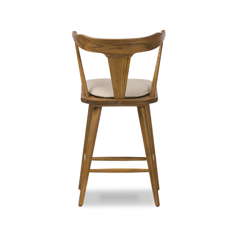 Garth Solid Wood Bar Stool, Bar Stool (29.94" Seat Height), Antwerp Natural/Linen Blend, Sandy Oak