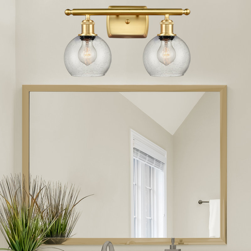 Éclairage pour meuble-lavabo en laiton antique à 2 lumières Almatine, Incandescente, Or satiné