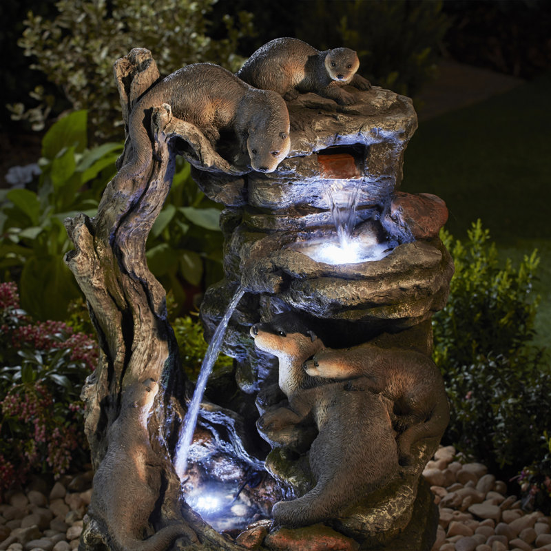 Nolia Weather Resistant Sculptural Fountain with Light