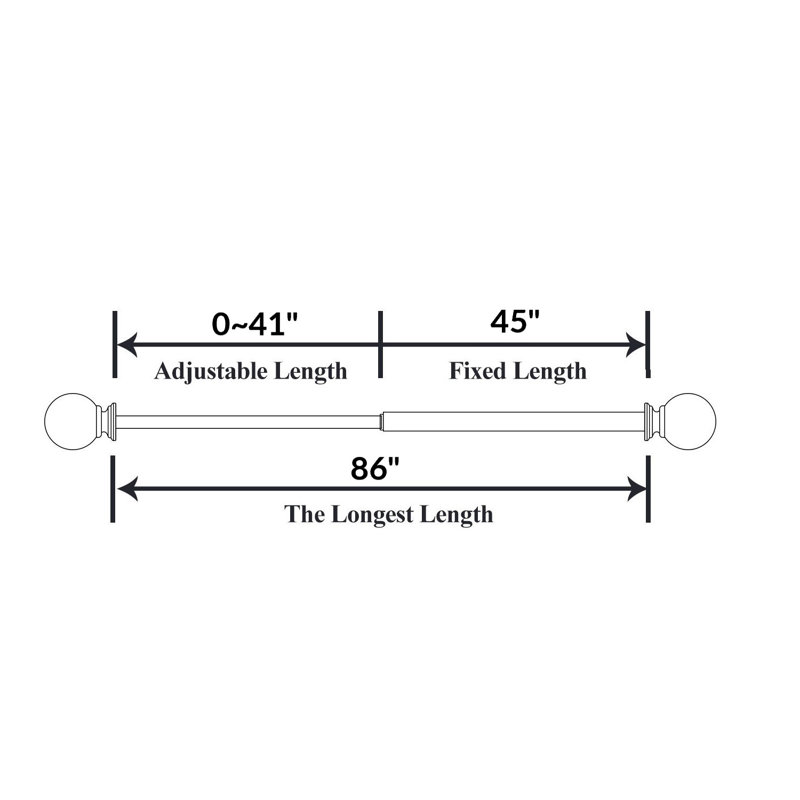 Jadlynn Adjustable Overall Width x 0.75'' Diameter Single Curtain Rod, 48" - 86", Gold
