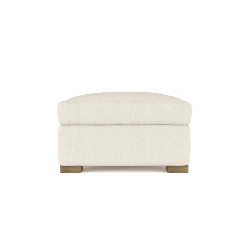 Horatio Upholstered Ottoman, Box Weave Linen Alabaster, Weathered