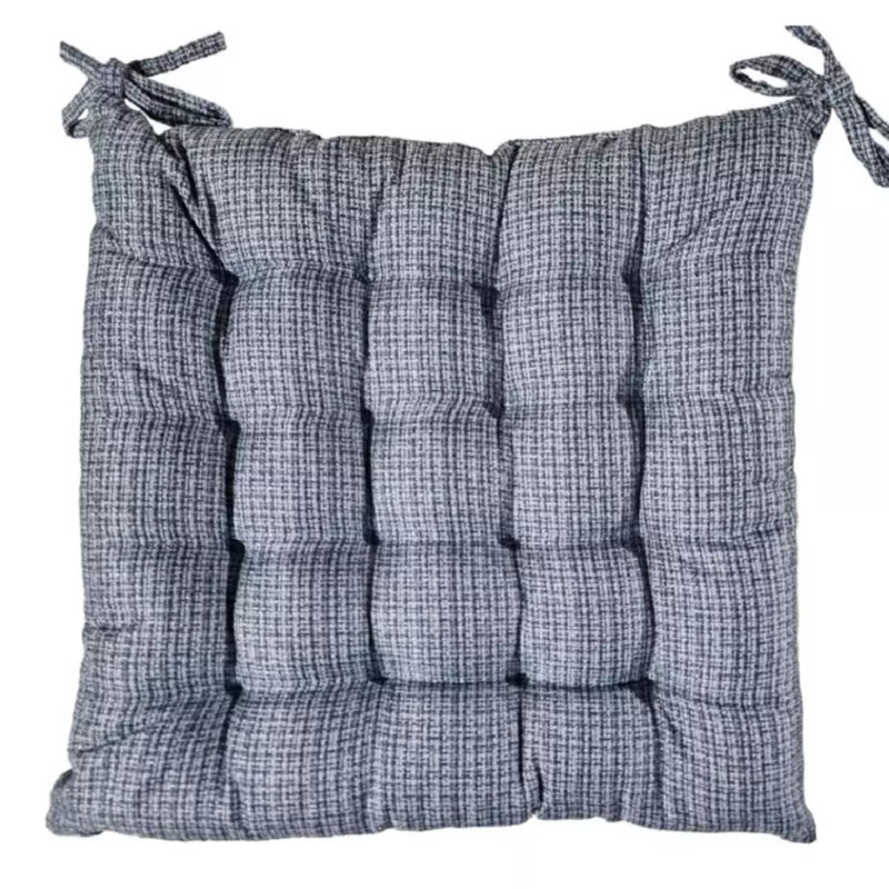 chair Pad Check Coffee, Blue Floral, 2, Polyester