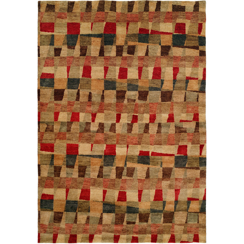 Hand Knotted Wool Geometric Area Rug, Rectangle 10' x 14'