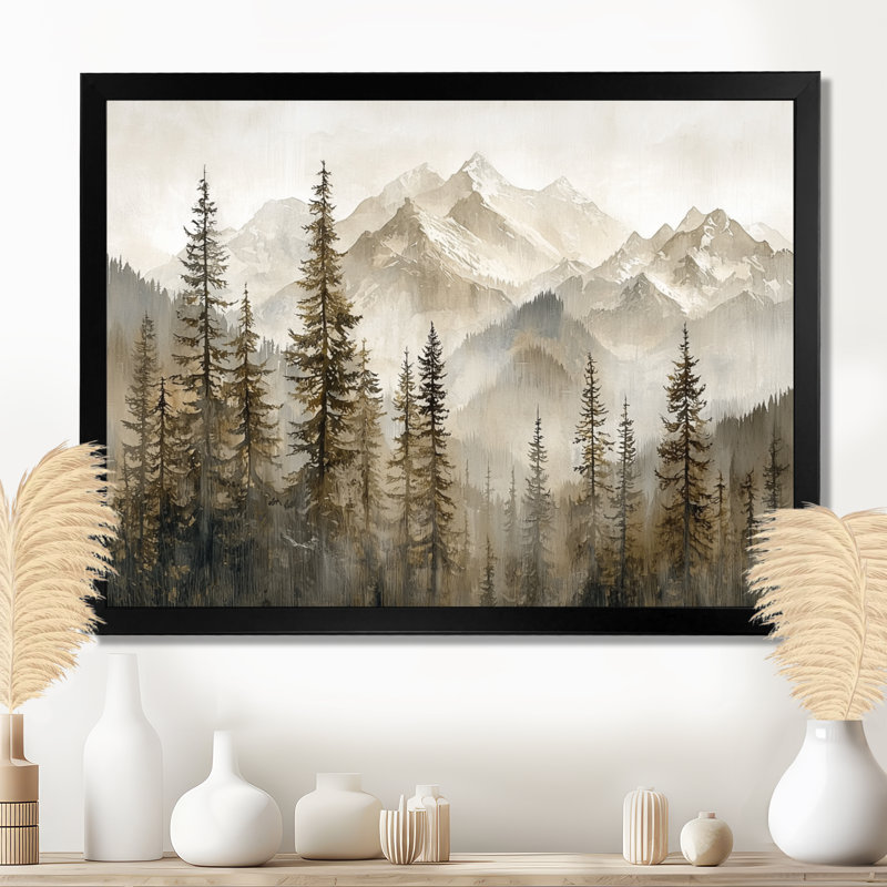 «Timber and Peaks Mountain Simplicity In Winter III», art sur toile, H 34 po x l 44 po, Floater Framed
