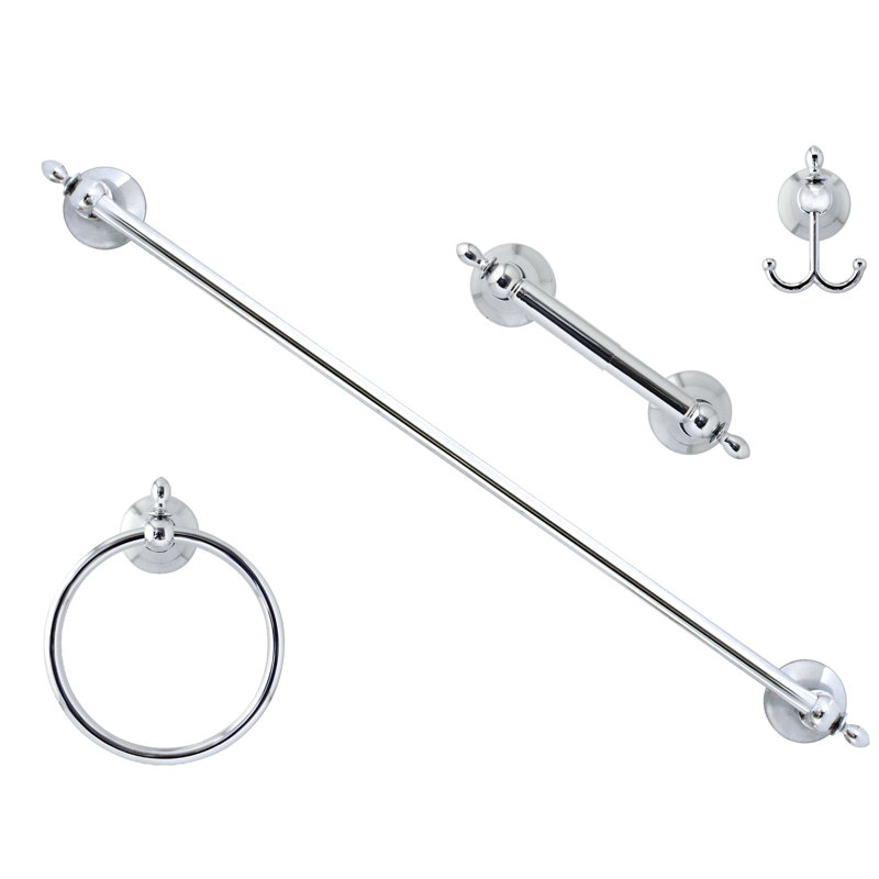 Thoren 4 - Piece Bathroom Hardware Set, Polished Chrome