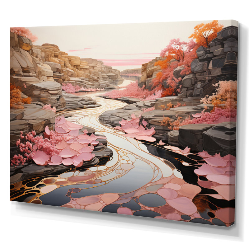 Impression sur toile encadrée rose, H 12 po x l 20 po x P 1 po, Toile tendue