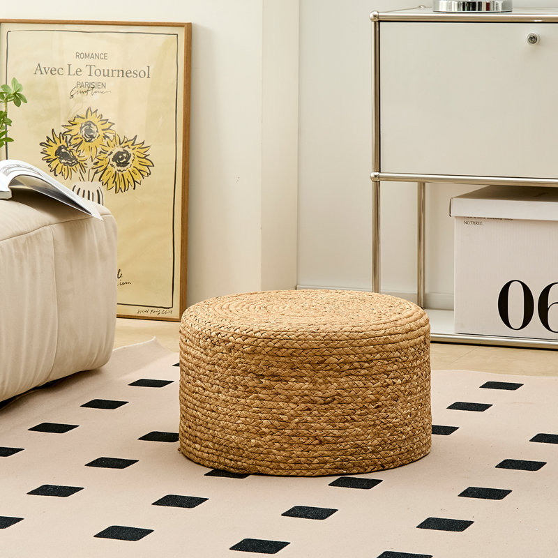 Upholstered Pouf, Natural
