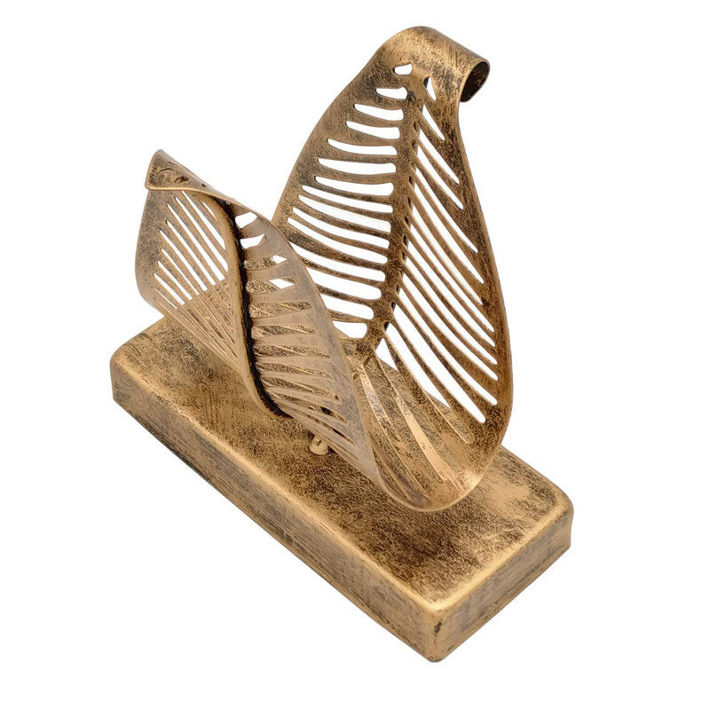 Porte-serviettes autoportant moderne avec motif de feuilles, Bronze