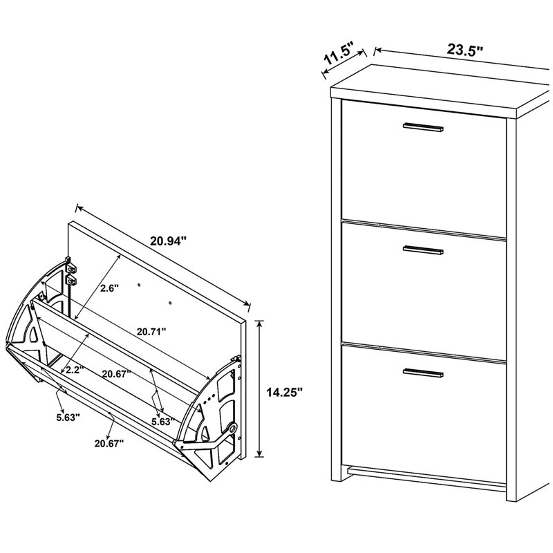 3-Drawer Shoe Rack Shoe Storage Cabinet