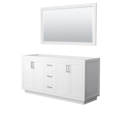 Base de meuble-lavabo double autoportante 65,25 po Miranda avec miroir 58 po Miranda