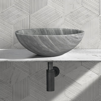 Carrara Gray Natural Marble Bathroom Vessel Sink