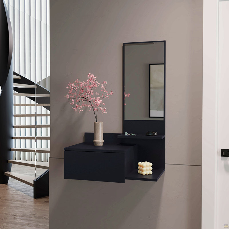 Floating Hallway Cabinet, Black