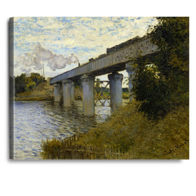 Le pont du chemin de fer à Argenteuil by Claude Monet The World Classic Art Reproductions, Giclee Canvas Prints Wall Art for Home Decor