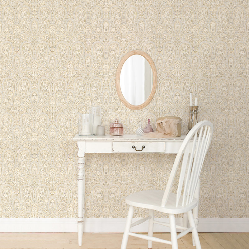 Garretson 1000cm x 52.8cm Satin Wallpaper Roll, Yellow