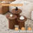 3-Piece Modern Round Nesting Table Set, Groove Line Cylinder Bases with Wood-Grain Veneer-924551554