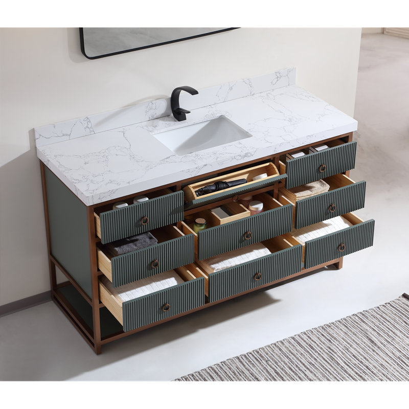 60" Freestanding Standard Bathroom Vanity with Top