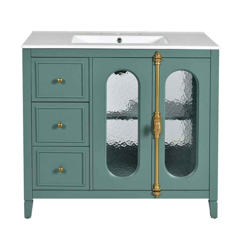 Meuble-lavabo de salle de bain avec 2 portes à fermeture douce