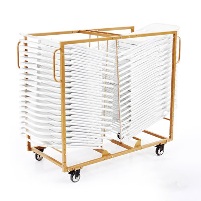 Chariot pliant pour chaise, capacité de 500 lb, pouvant supporter jusqu'à 40 chaises horizontalement, idéal pour les événements et l'utilisation commerciale, fabrication en acier au carbone durable, mobilité facile avec roues pivotantes verrouillabl