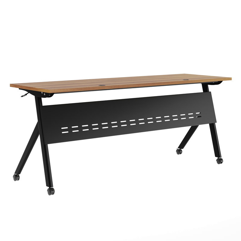 Commercial Nesting Flip Training Table With Steel Frame And Y-Legs, Brown, Black