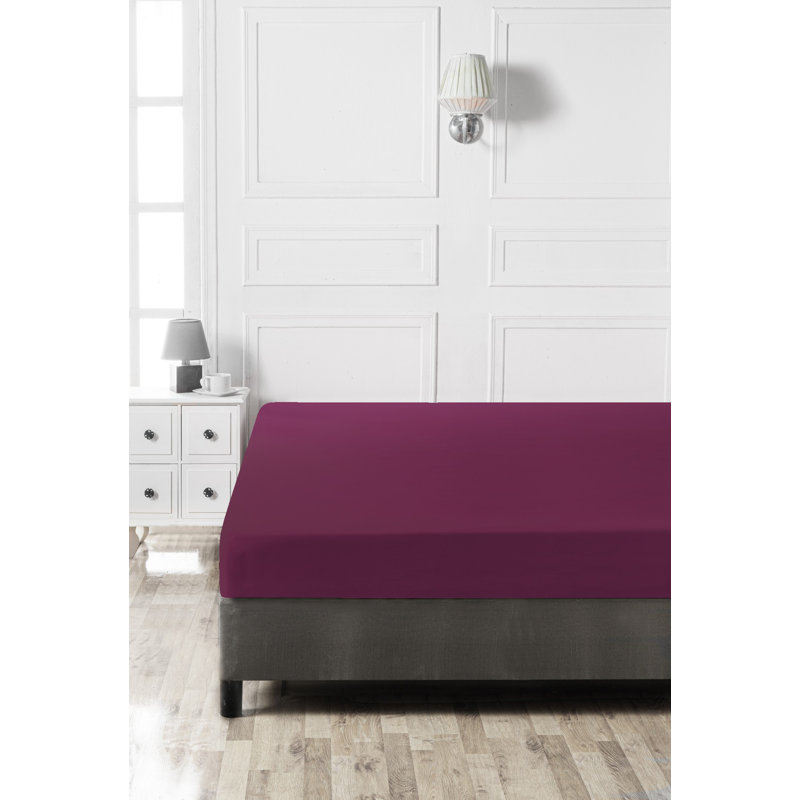 Drap-housse Ranforce, Drap-housse pour lit double TG, Mauve