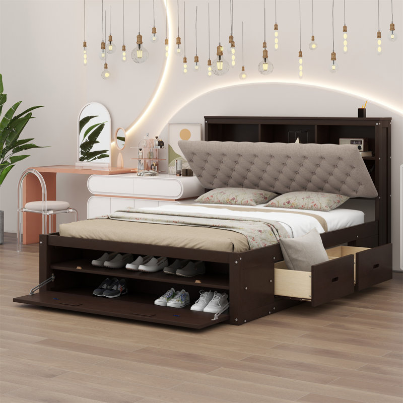 Lit plateforme tapissier Duperne, Espresso
