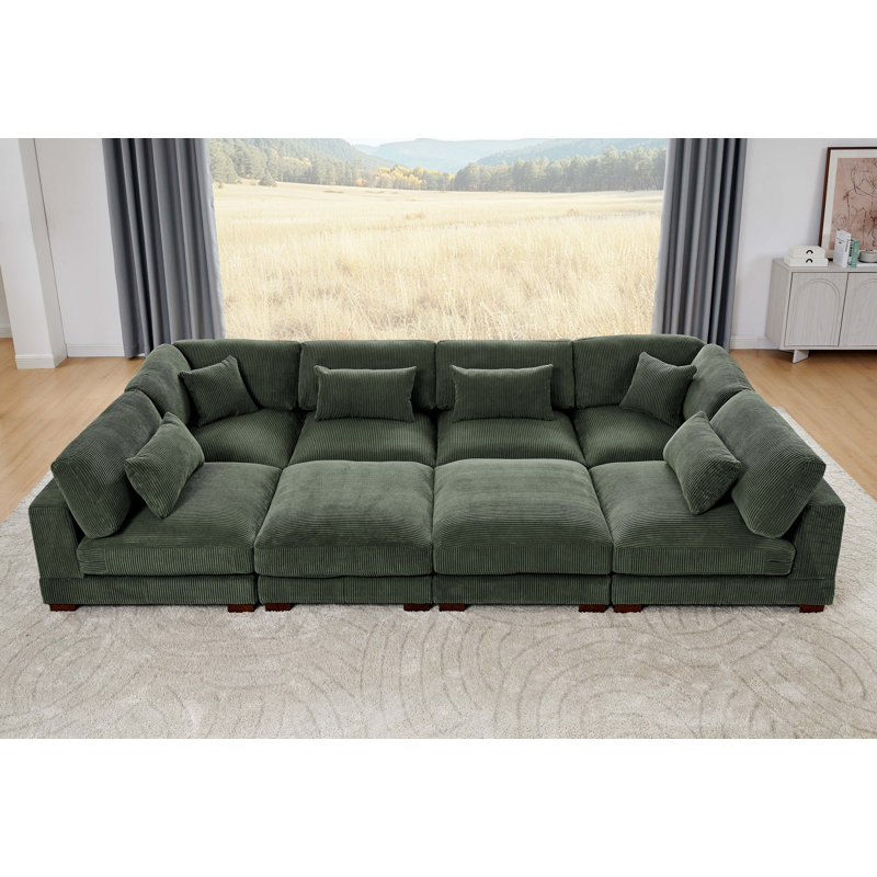 Chrisley Modular Corduroy Sectional, Dark Green Corduroy