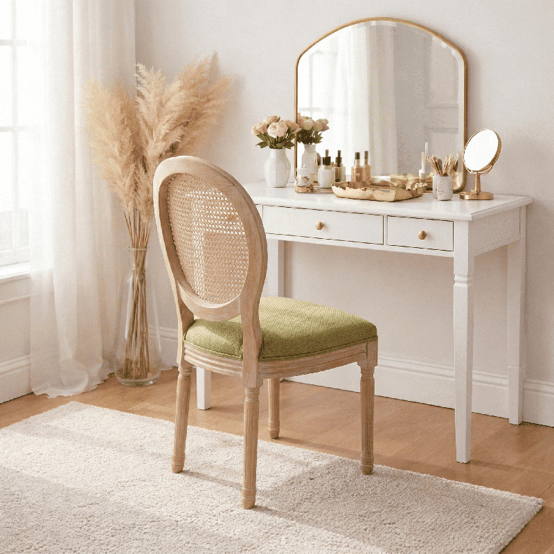 Ensemble de chaises de salle à manger Ilmie French Country Cane, Green
