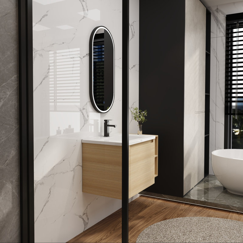 Meuble-lavabo en chêne blanc avec lavabo en céramique, 40"