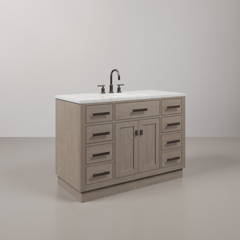 Ensemble de meuble-lavabo simple 48 po avec comptoir, armoire, lavabo (s) et robinet (s) Chestnut, Chêne gris
