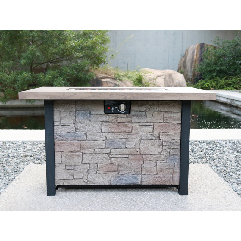 Table de foyer d'extérieur, H 25 po x l 27,36 po x P 43,7 po, Brun